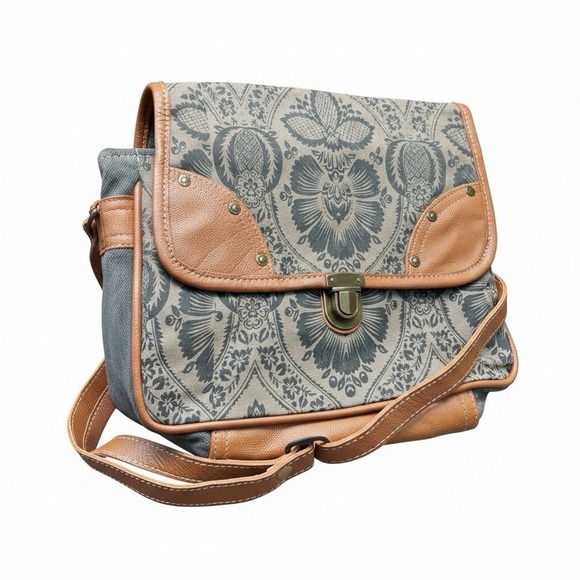 Myra Bag Handbags - Myra Bag Kairos Leather Trimmed Messanger Crossbody Bag Purse Canvas Boho Clasp